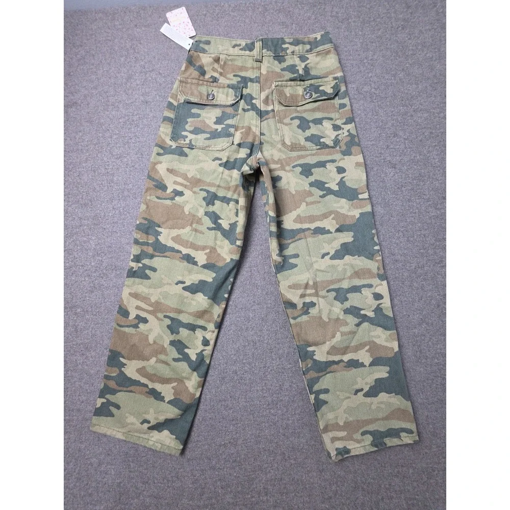 We The Free Crop Pants Womens 26 Green Brown Remy Camo Straight Leg OB957301 - Picture 2 of 9